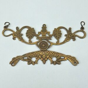 Antique Brass Ornate Scrollwork Hardware Victorian Decorative Furniture Mount